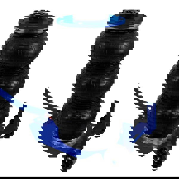 Air Bag Jack 3.5T with a long lever handle, featuring three durable black rubber air bags and a sturdy blue base with wheels