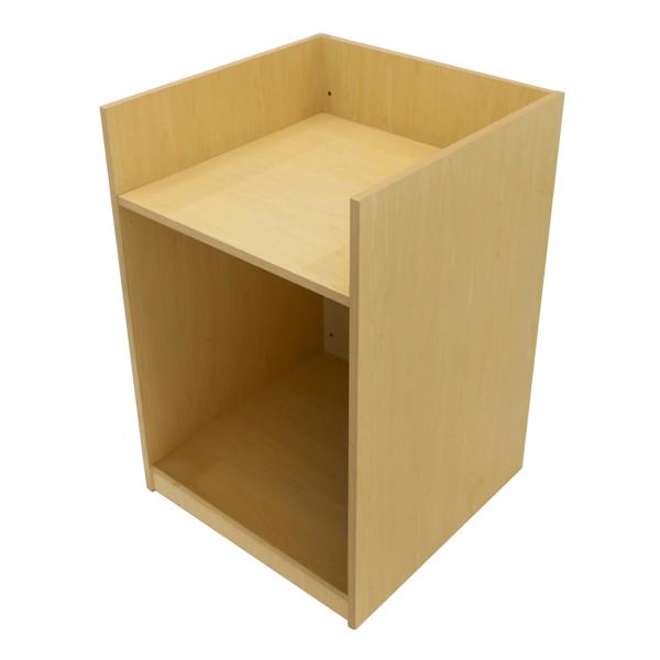 Maple Hyperion LED shop counter set featuring a sleek, modern design with a smooth finish and open storage space below