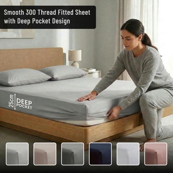 Smart Living T300 Fitted Sheet Or Pillowcases - Silver