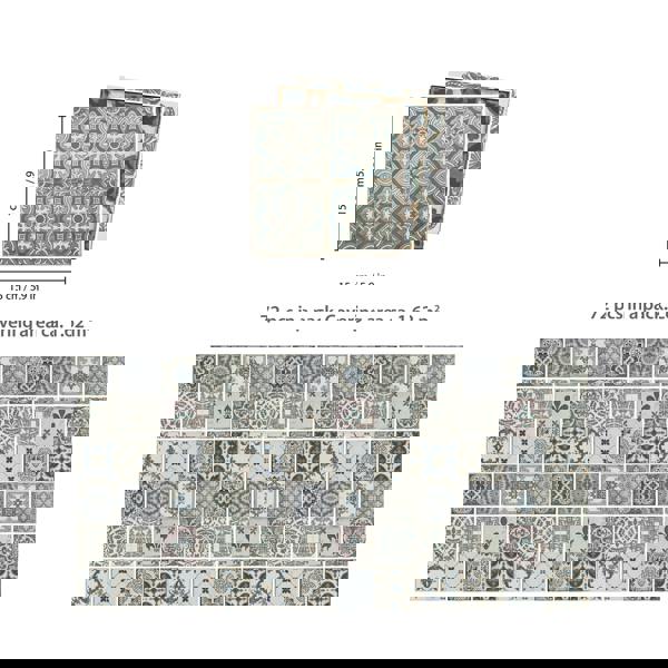 WT1586 - Vintage Blue Wall Tile Sticker Set - 15 x 15 cm (6 x 6 in) - 24 pcs