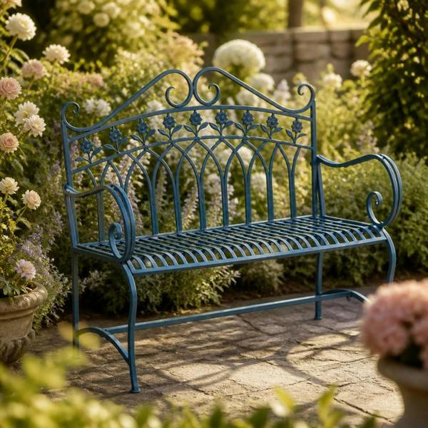 112CM BLUE/GOLD METAL BENCH