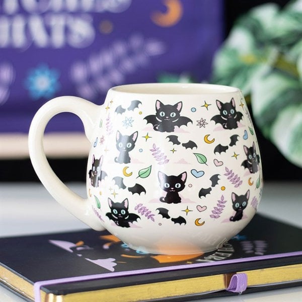 Serano Cute and Creepy Cat Print Rounded Mug