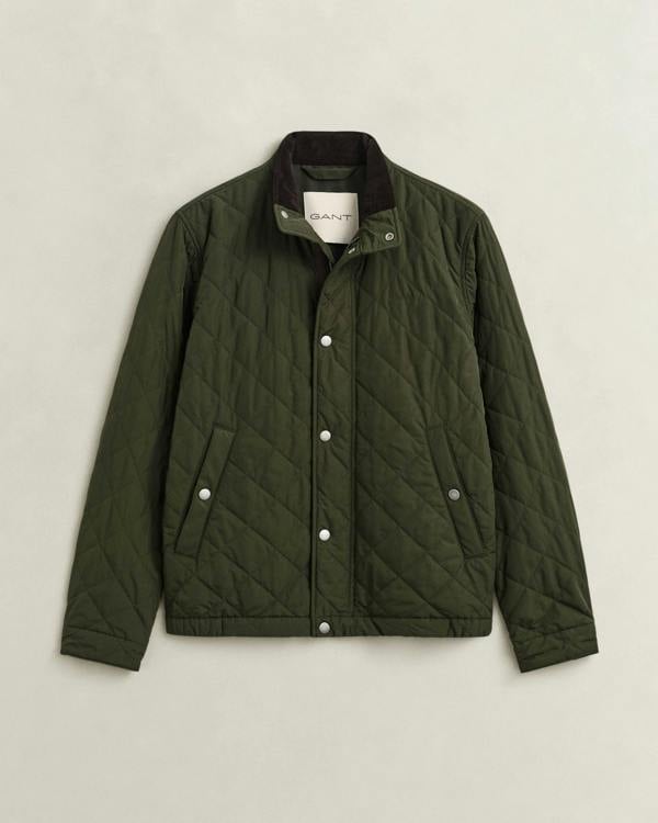 GANT Mens Quilted Jacket - 368 Dark Moss Green | CHO | Designer Mens Quilted Jackets