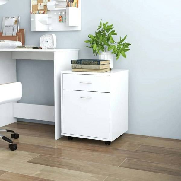 Berkfield Rolling Cabinet White 45x38x54 cm Engineered Wood