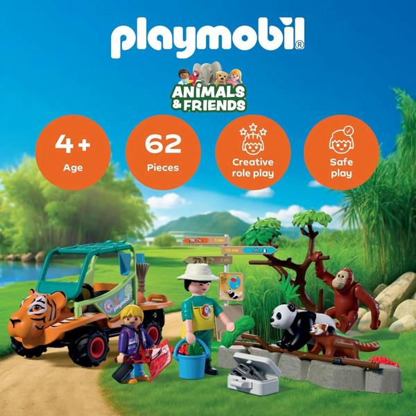Playmobil Zoo: Zoo Caretaker with Vehicle - 72072 Playset