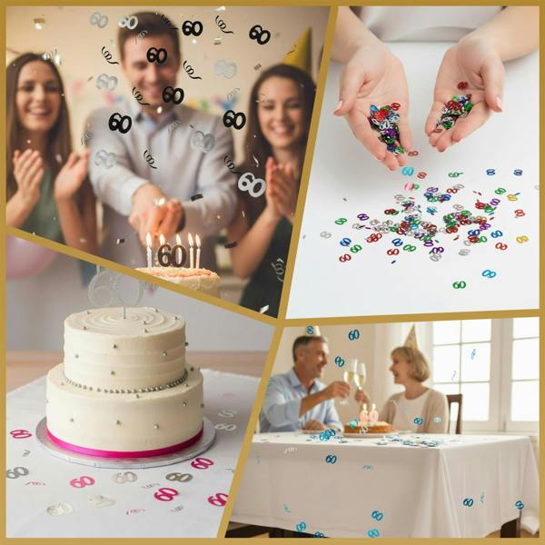 60th Birthday Blue & Silver Metallic Confetti Set in 1, 2 or 4 Pack for Party Tables image 5
