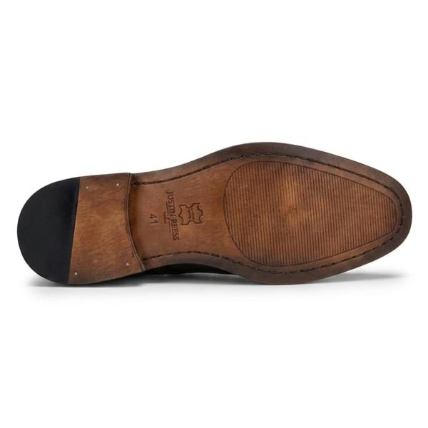 Justin Reess Everett - Men's Black Polished Leather Cap Toe Derby Shoes
