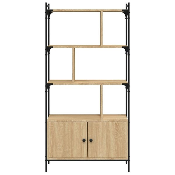 Berkfield Bookcase with Doors Sonoma Oak 76.5x30x154.5 cm Engineered Wood
