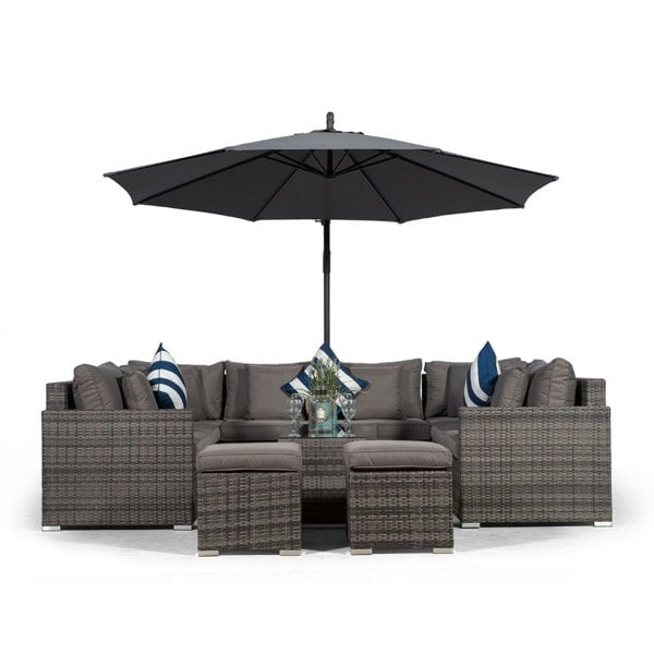 Giardino Havana 8 Seat Rattan Corner Sofa Set with Coffee Table and 2 Stools