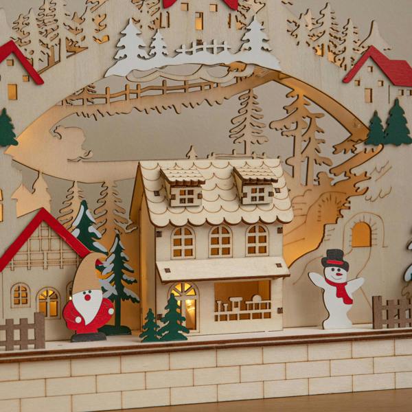 Samuel Alexander 43cm Wooden Christmas Candle Bridge LED Village Decoration