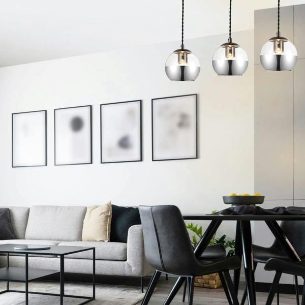 COSYLYTE Marlo 3 Light Smoky Glass Bar Pendant Light