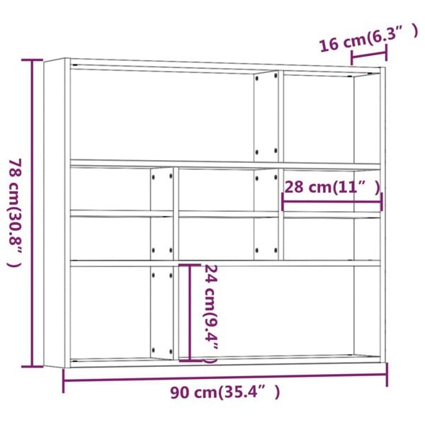 Berkfield Wall Shelf Brown Oak 90x16x78 cm Engineered Wood