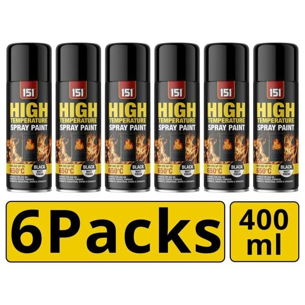 151 6X 151 Matt Black High Temp Spray Paint 400ml