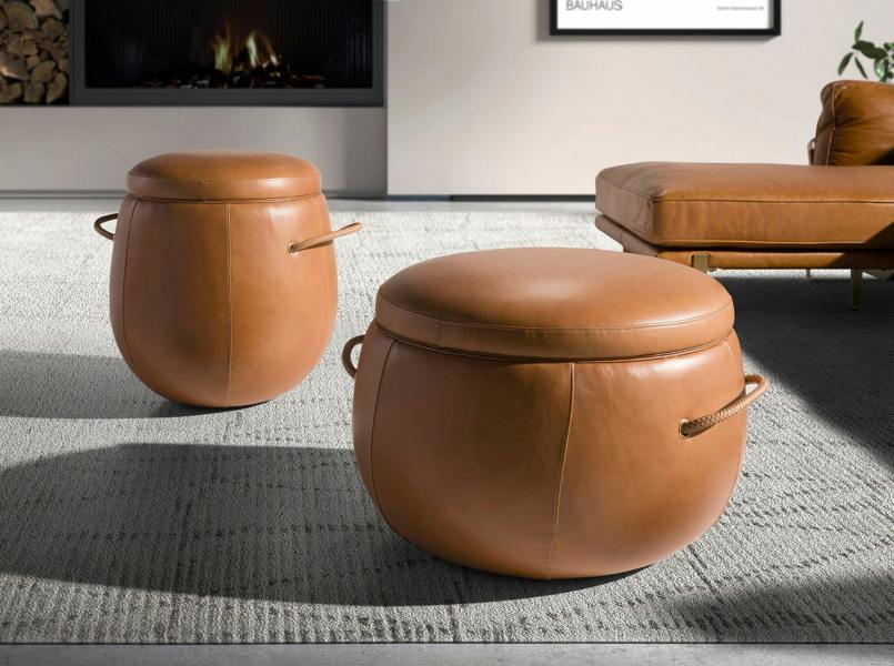 Angel Cerdá Camel leather pouffe 5172