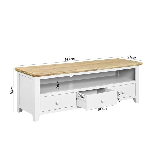 Statement Furniture Florence Large Wooden TV Stand with 3 Drawers and Shelf