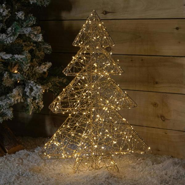 Samuel Alexander 60cm Gold Light Up Christmas Tree with 300 Warm White LEDs & Timer