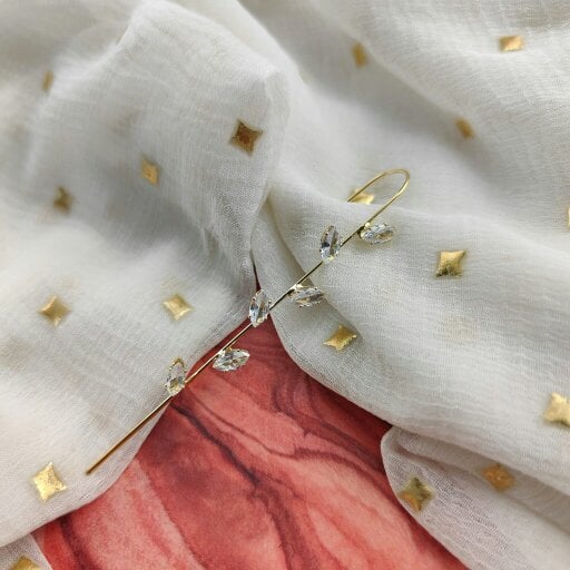The Colourful Aura Gold and Silver Leaf Ear Wrap Crawler Ear Climber Zircon Hook Earring
