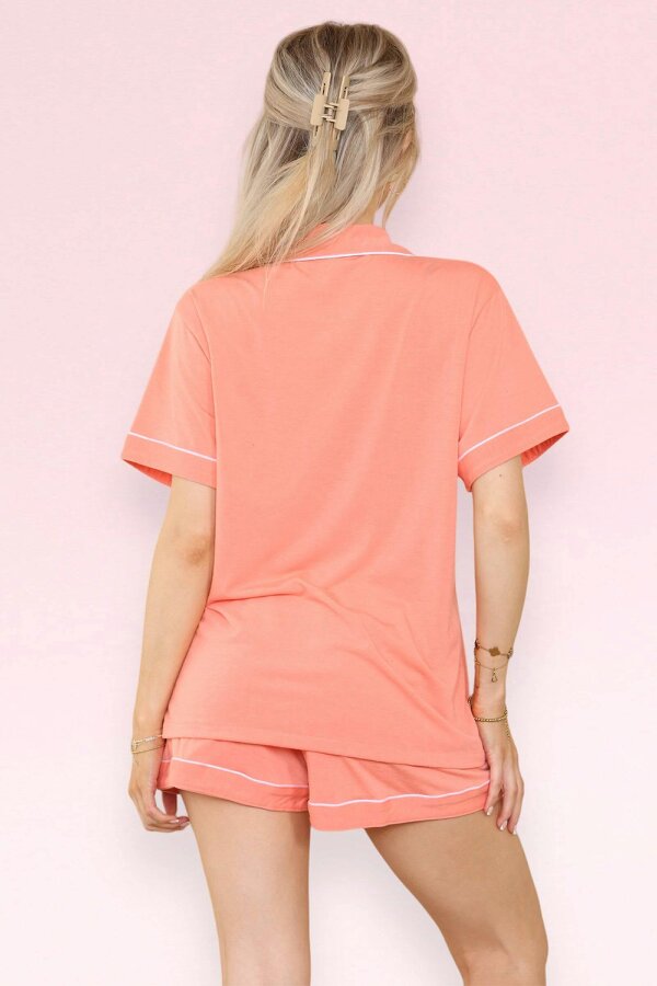 Elaina Fashion Women's Coral Pyjama Sleepwear Set 