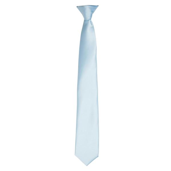 Premier Colours Mens Satin Clip Tie - Light Blue