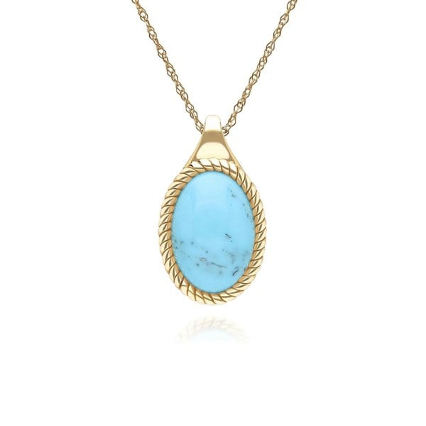 Gemondo Classic Oval Turquoise Pendant Necklace in 9ct Yellow Gold