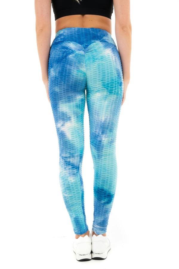 Smart Living Women's High Rise Tie Dye Honeycomb Waffle Leggings - Blue