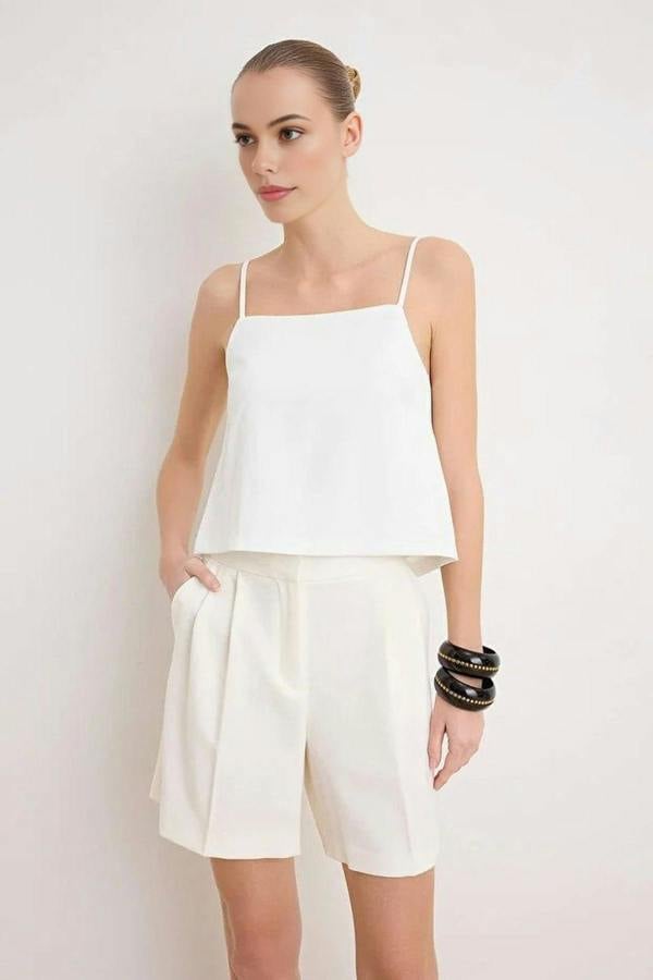 WOVCOR Back Button Detail Lined Woven Blouse