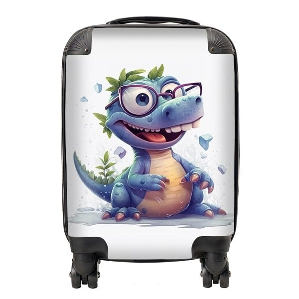 Warren Reed Happy Dinosaur With Glasses Suitcase