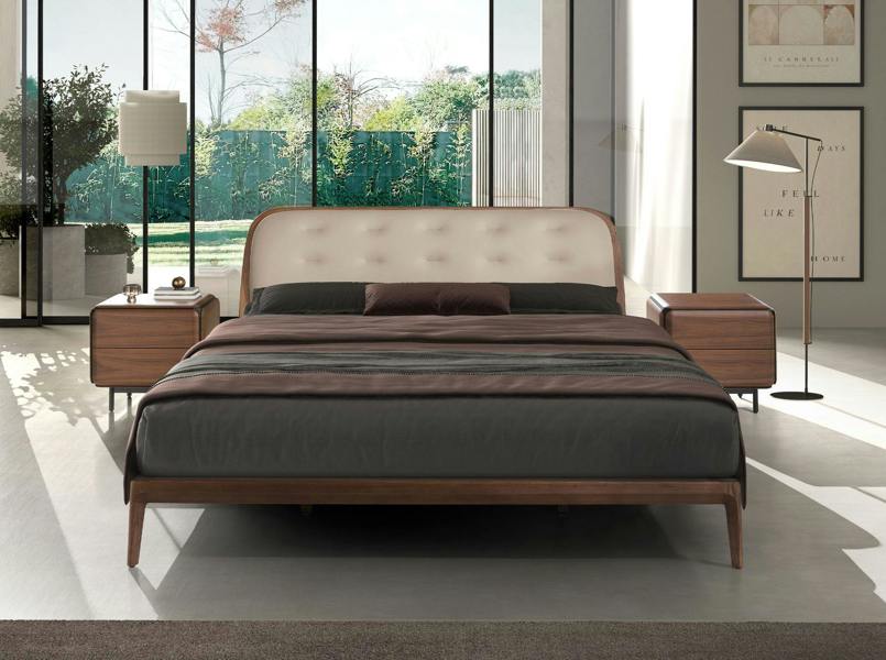 Angel Cerdá Bedside Table in Walnut, Wenge and Brown Metal Steel 7237