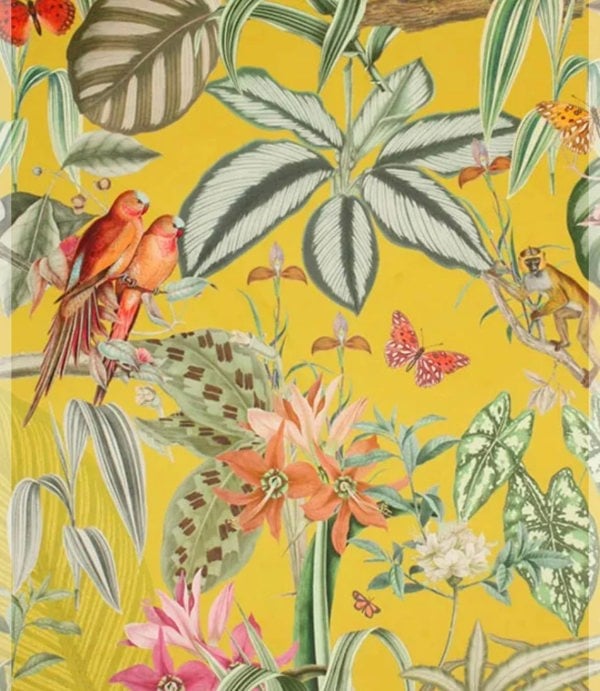 PREMIUM ZEN FOOTSTOOL YELLOW FIRST BIRD FLORAL POUFFE FOOTREST - ISTOOLS