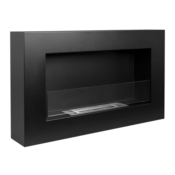 BIOFireplacesGMT Bioethanol Fireplace Wall Mounted 650x400 Black Matt with Glass Ventless