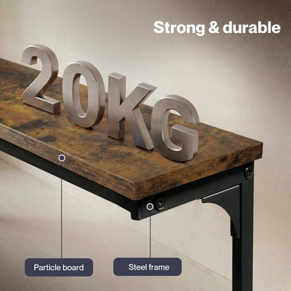 Levede Console Table Slim Height Adjustable with Outlets for Entryway Sofa Black