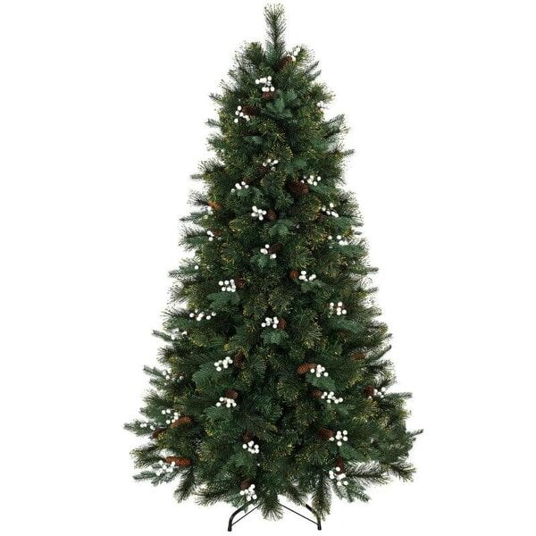 Bobobiy 6ft Artificial Christmas Tree, Fir Hinged Xmas Tree with 716 Branch Tips, Foldable Metal Stand, Easy Assembly, Green