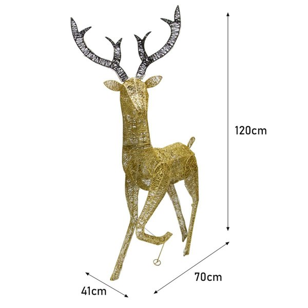 Monstershop Light Up Christmas Reindeer Gold Stag Decoration - 120cm