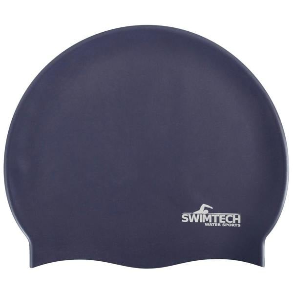 SwimTech Unisex Adult Silicone Swim Cap - Navy - 