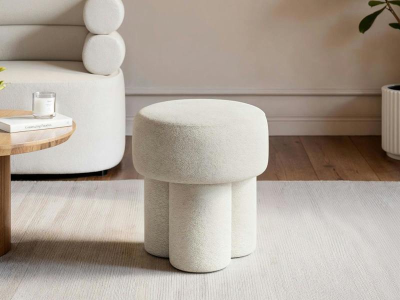 Ferro High Pouffe Beige Fleece