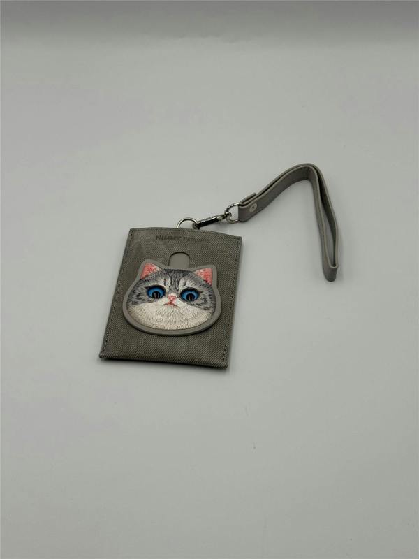 Nimmy Friends Nimmy Big Eye Cute Pet Silver Shaded Cat Face Card Sleeve Holder Grey - N-XDY-KT-023