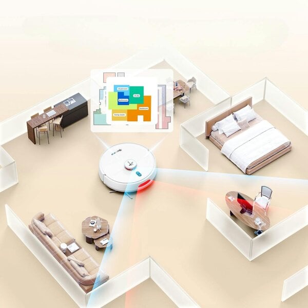 Teendow Robot vacuum cleaner with mopping function and automatic suction station, 6000Pa suction power
