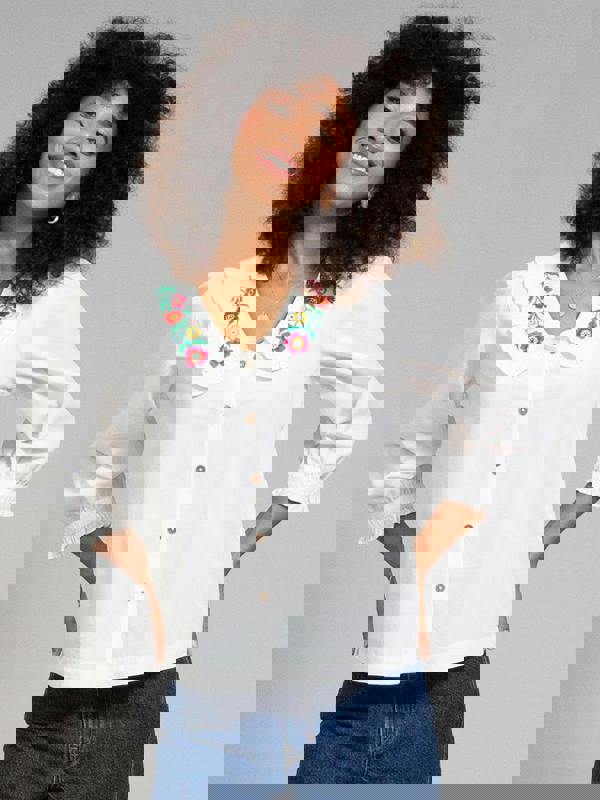 Kite Womens Organic Crendell Embroidered Collar Poplin Blouse