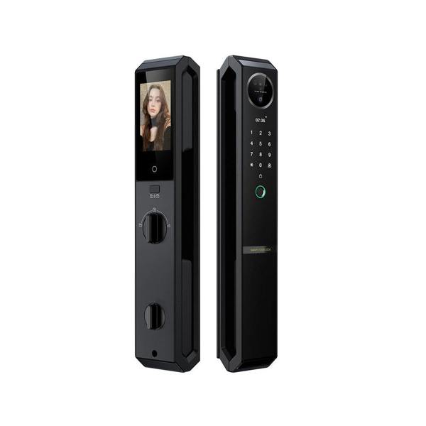 ENER-J Smart Doorlock With Peephole Camera, Works with fingerprint, Passcodes, APP control, RFID Cards & Mechanical Keys, Black housing, IP65