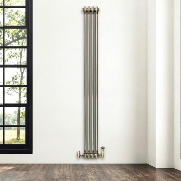 Monstershop Traditional 2 Column Radiator - 1800 x 200mm - Raw Metal