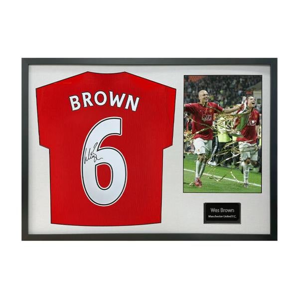 Wes Brown Signed Manchester United Shirt Classic Frame