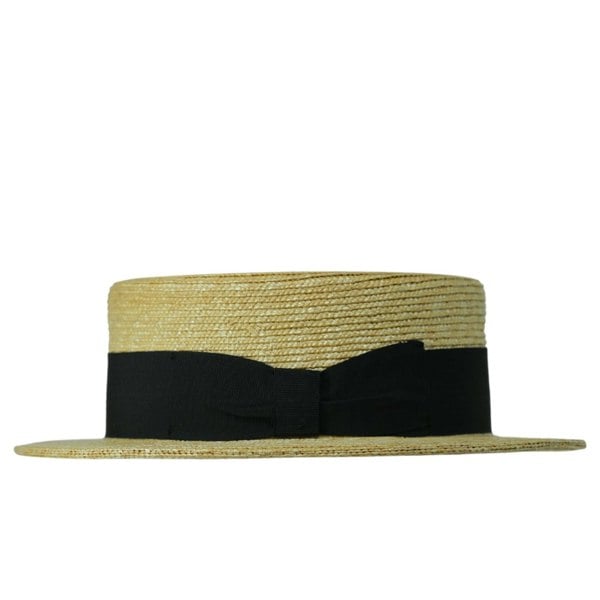 Gamble & Gunn Cambridge Straw Boater with Black Grosgrain Ribbon