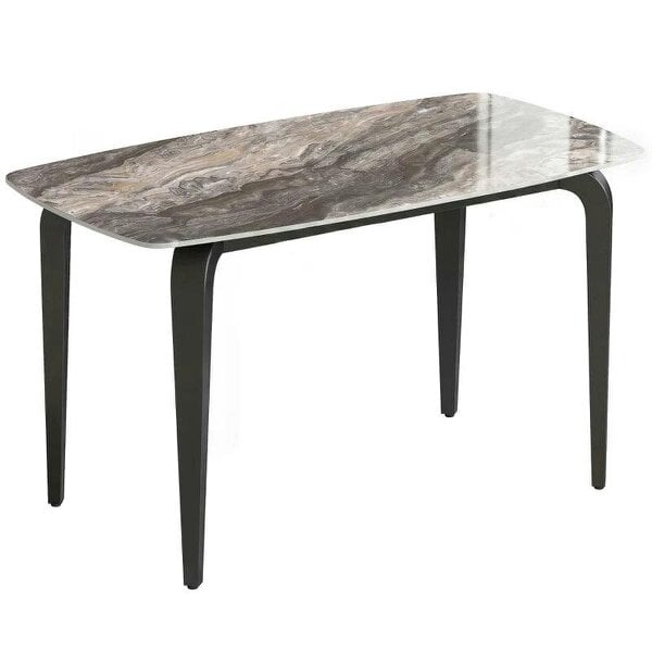 Dining Table for 4, Modern Kitchen Table with Sintered Stone Tabletop, Metal Legs, Brown