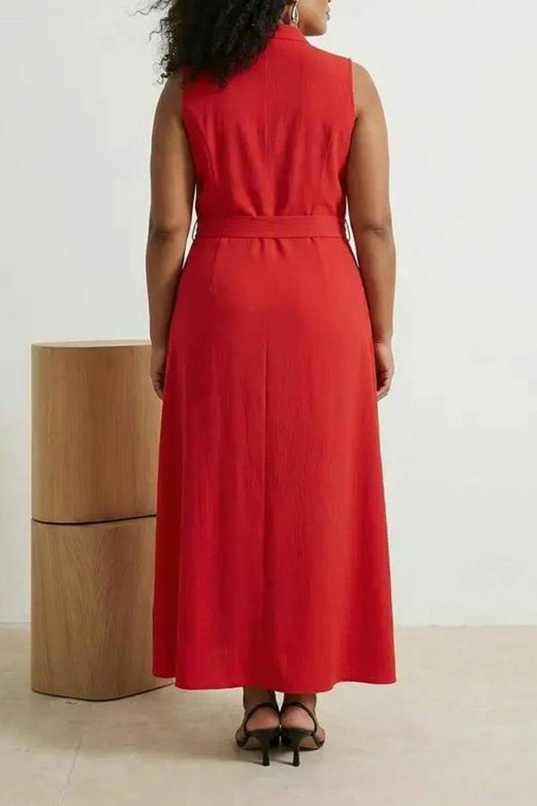 WOVCOR Belted Woven Shirt Dress
