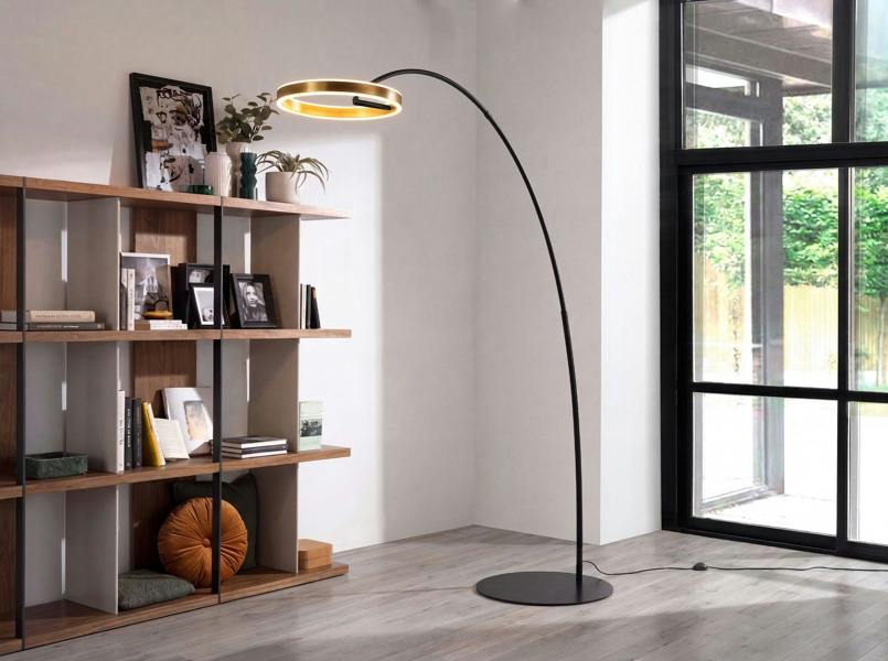 Angel Cerdá Floor lamp in polished gold steel and black steel 8097