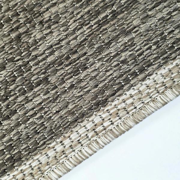 Viva Rugs Non-Slip Taupe Brown Beige Rug Checkered Border Design Flat Weave Kitchen Dining Room Living Room Area Mat