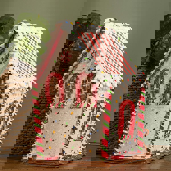 Samuel Alexander 20cm Battery Operated Light up Gingerbread Candy Cabin with Warm White LEDs