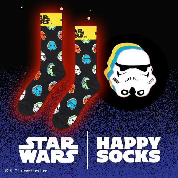 Happy Socks - Star Wars Stormtrooper Socks, Black - Boxers - and - Briefs.net