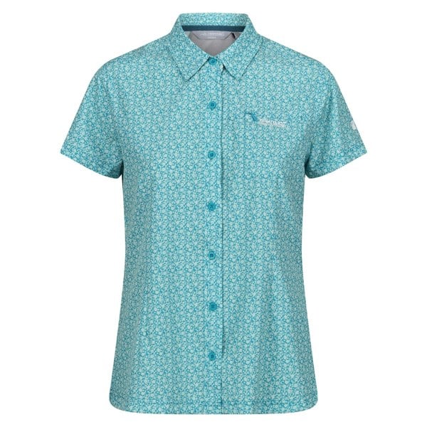 Regatta Womens/Ladies Floral Packaway Short-Sleeved Travel Shirt - Tahoe Blue
