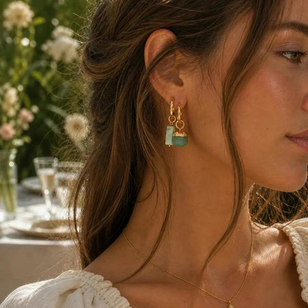Birdie Mismatch Gold Tone Hoop Charm Earrings LUXE TONES